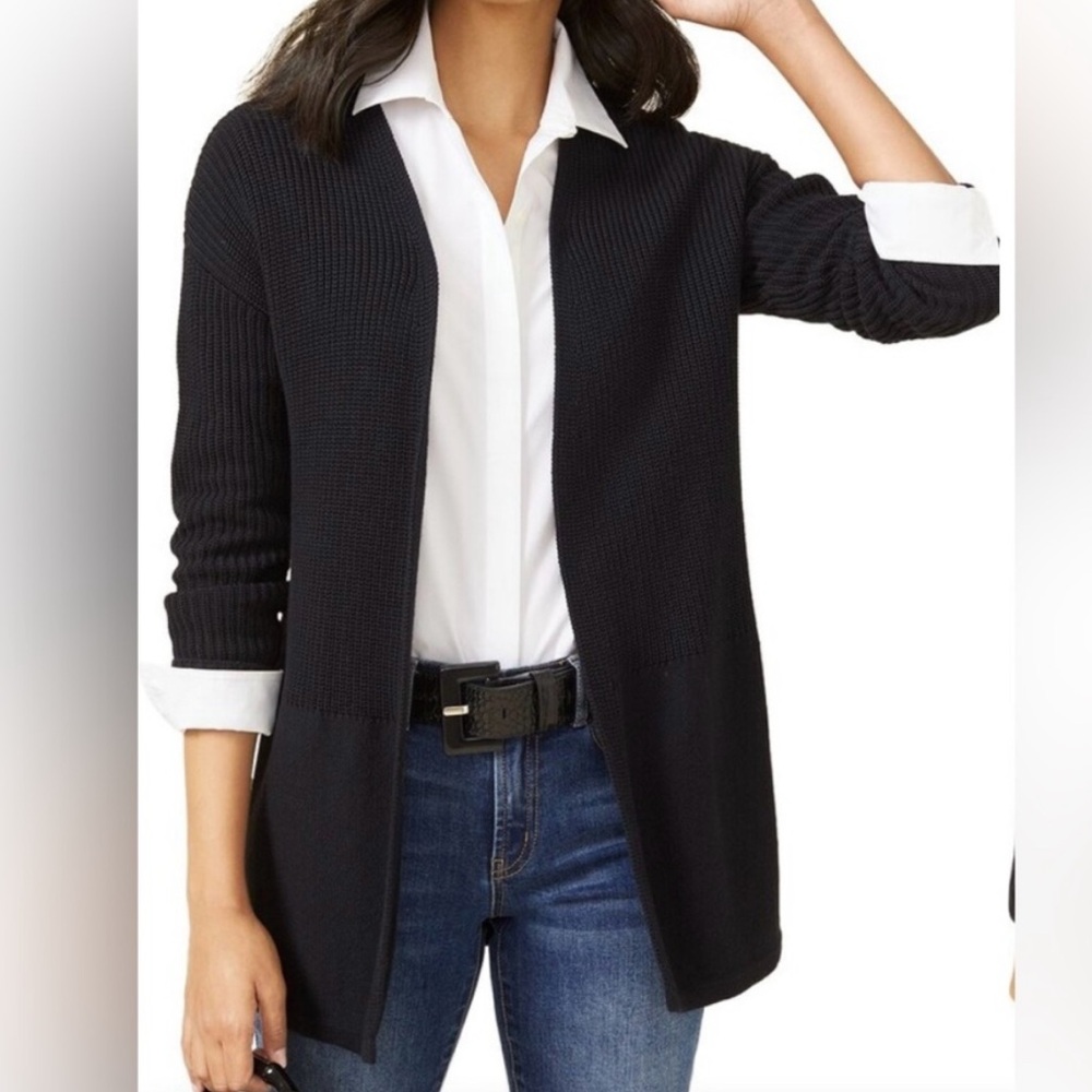 J. McLaughlin Open Front Cardigan Sweater Dark Charcoal XS